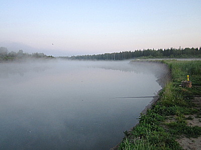 Туманное утро на реке Чулым у старых Бирилюсс